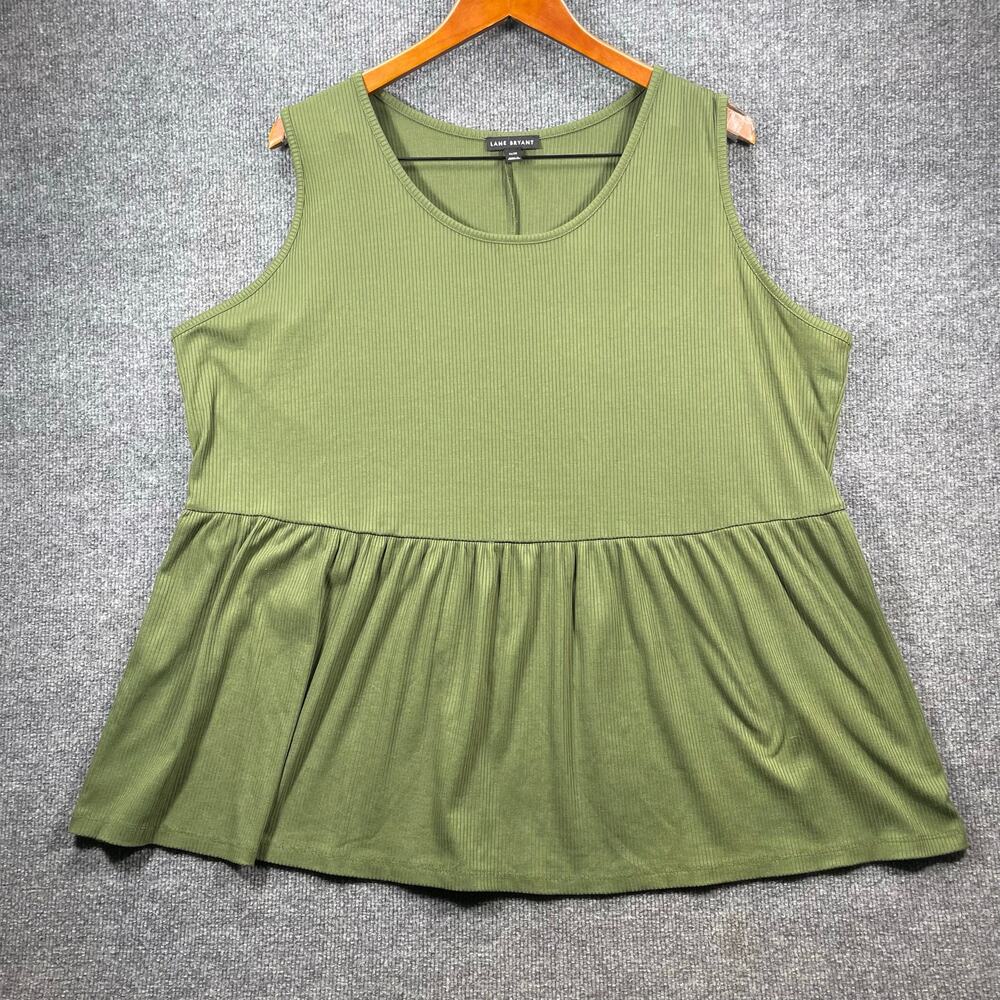 Lane Bryant Dressy Tank Top Women's Plus 26/28 Green Casual Stretch